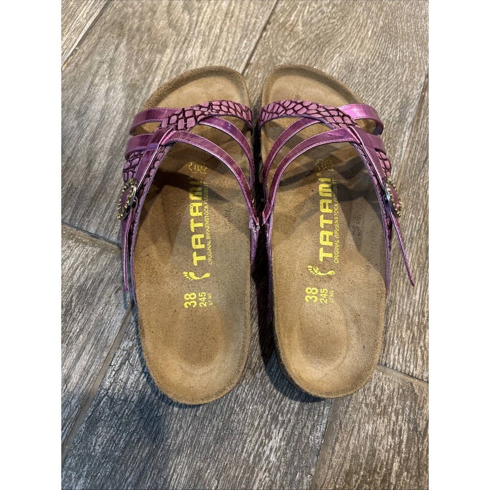 Tatami By Birkenstock Strappy Metallic Purple Sandals Size 38 Narrow
